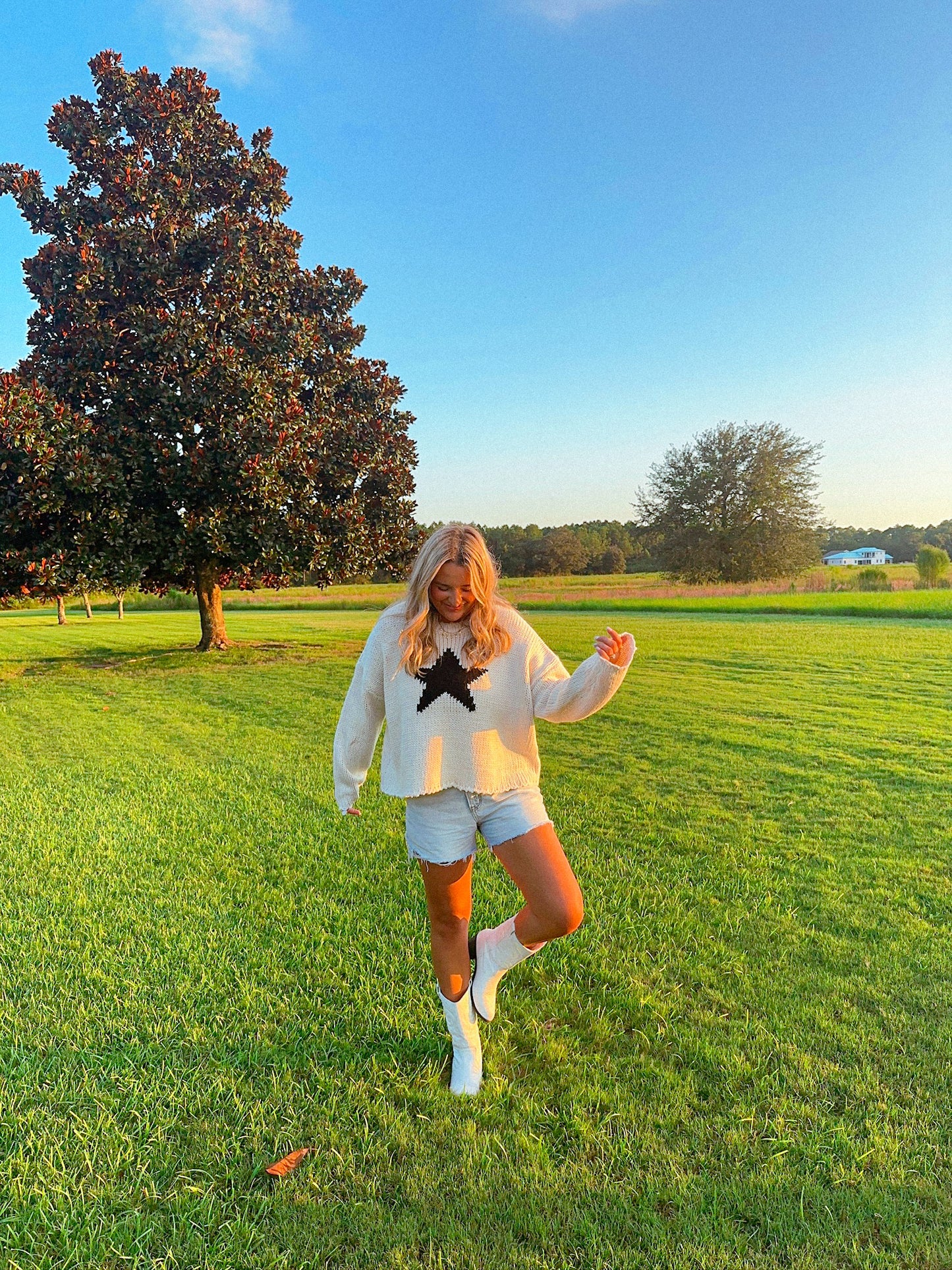 Stevie Star Sweater, White