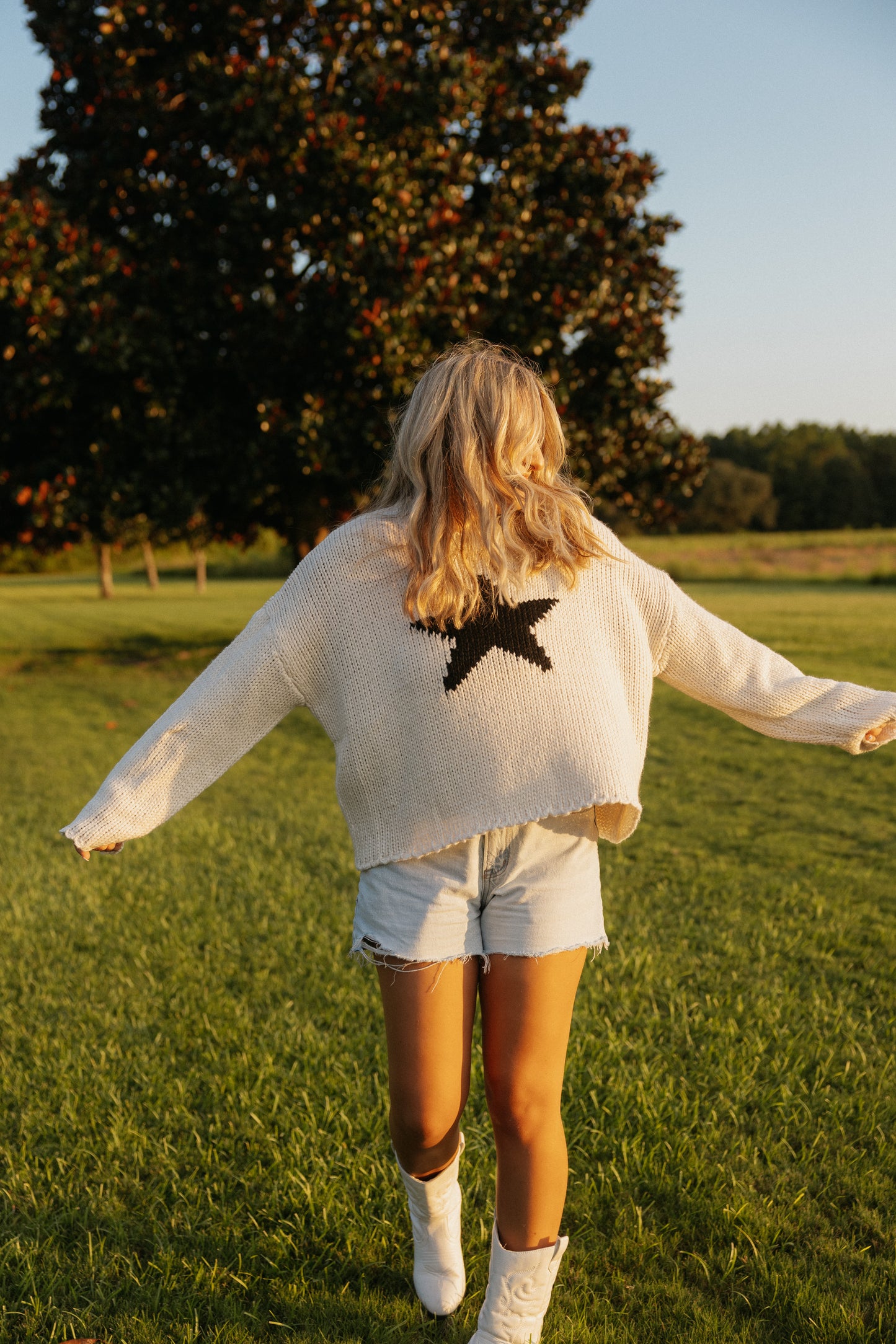 Stevie Star Sweater, White