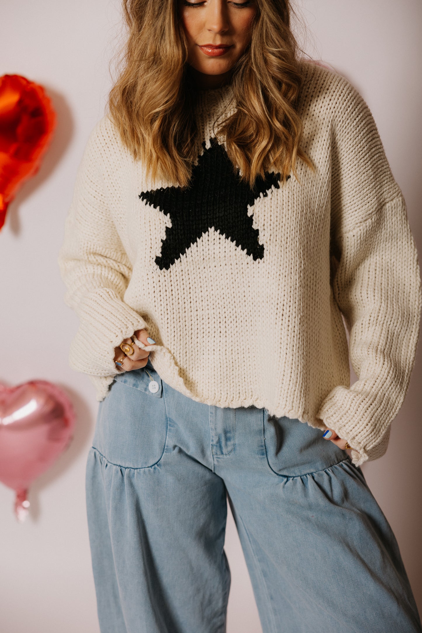 Stevie Star Sweater, White