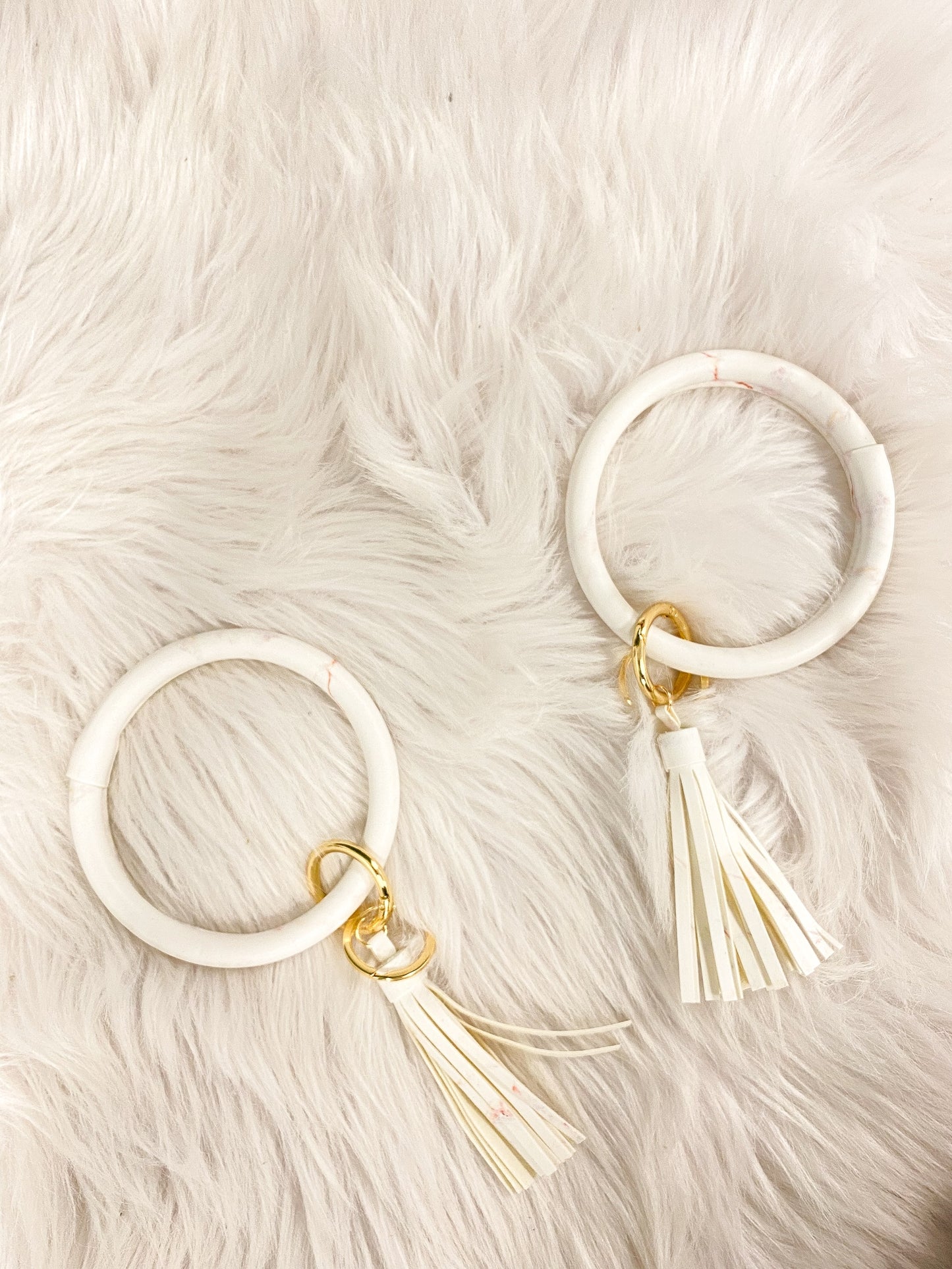 Key Ring Bangle, Pink Marble