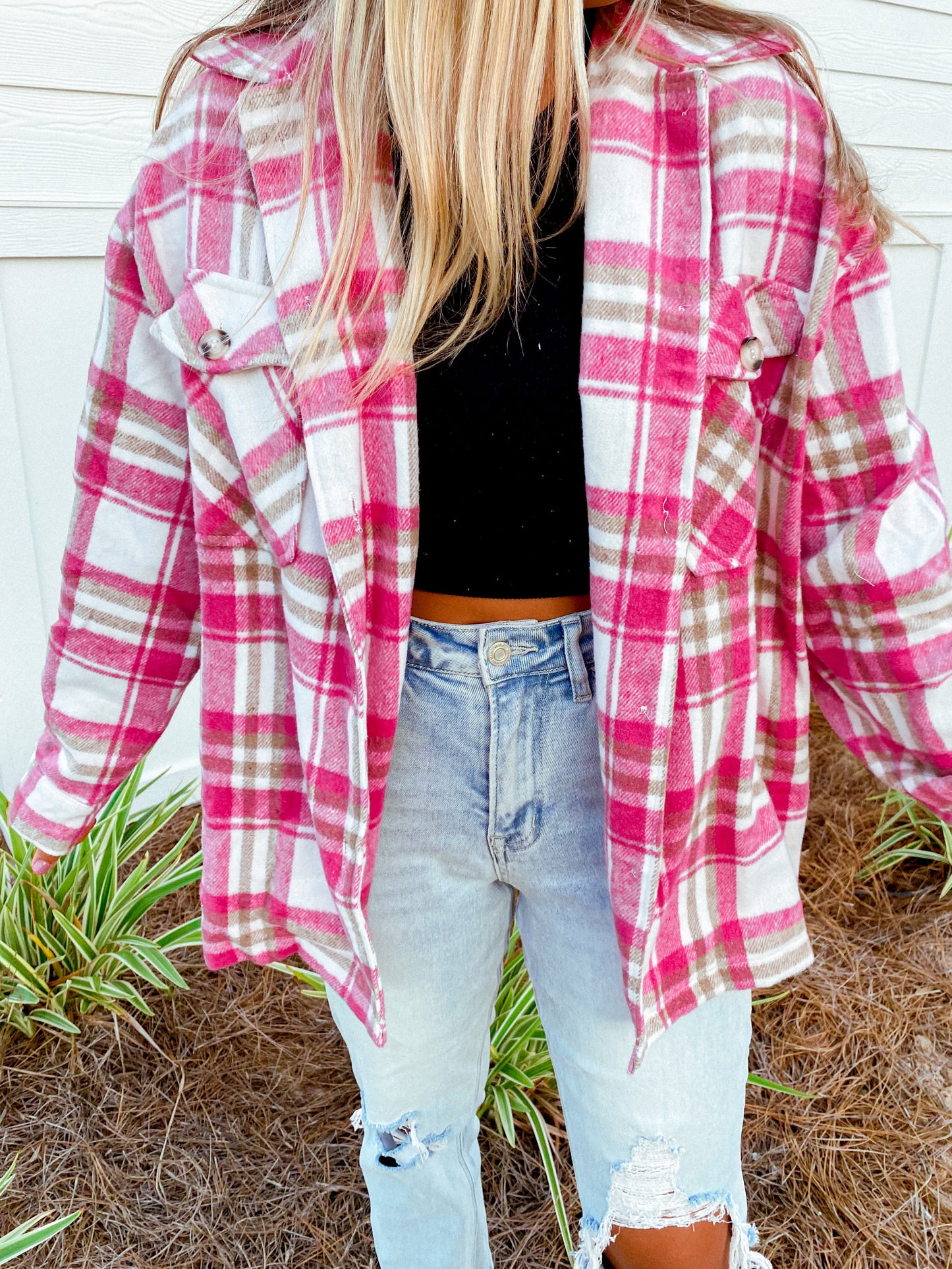 A Pink Fall Shacket, Pink