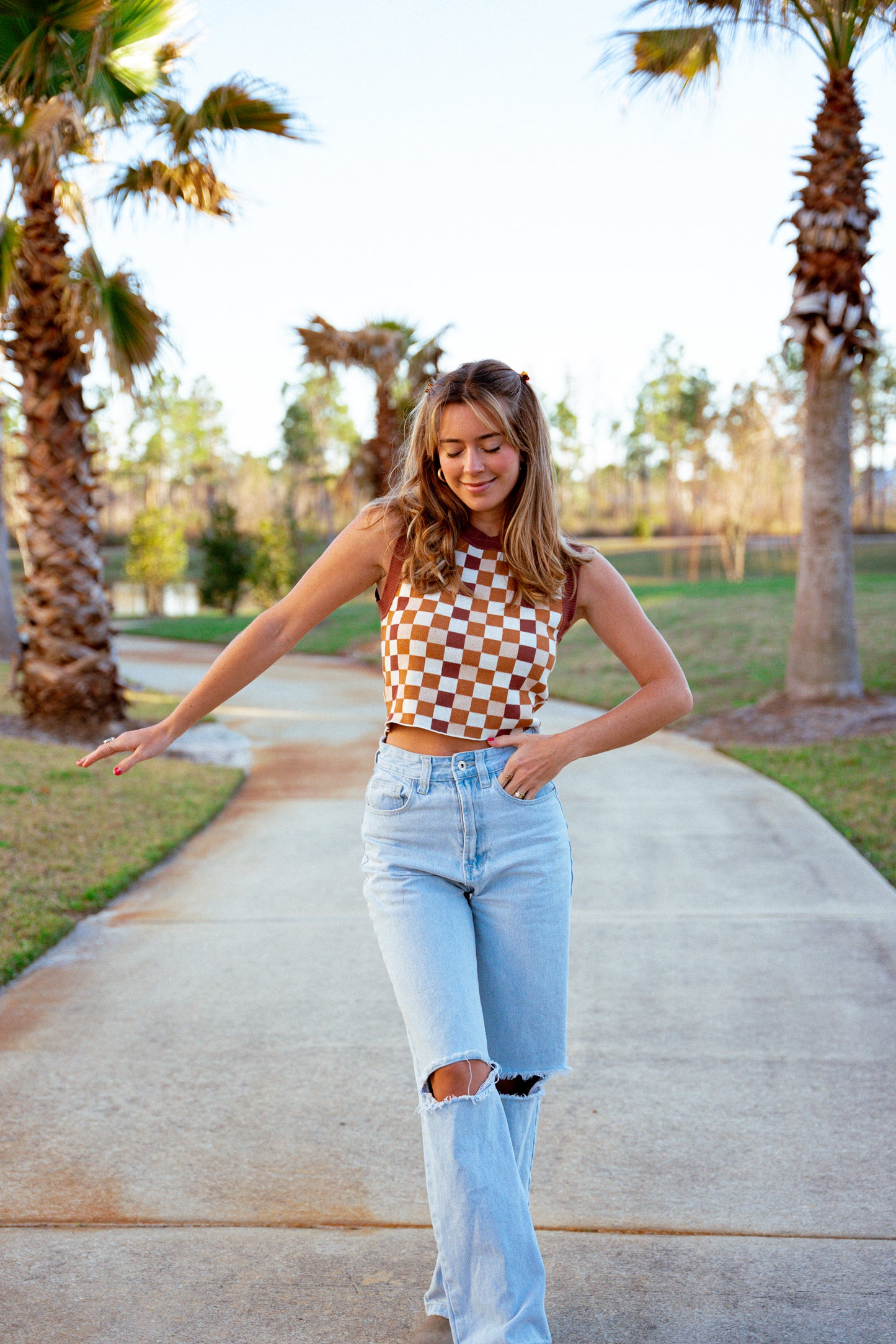 Skater Girl Tank Top, Brown