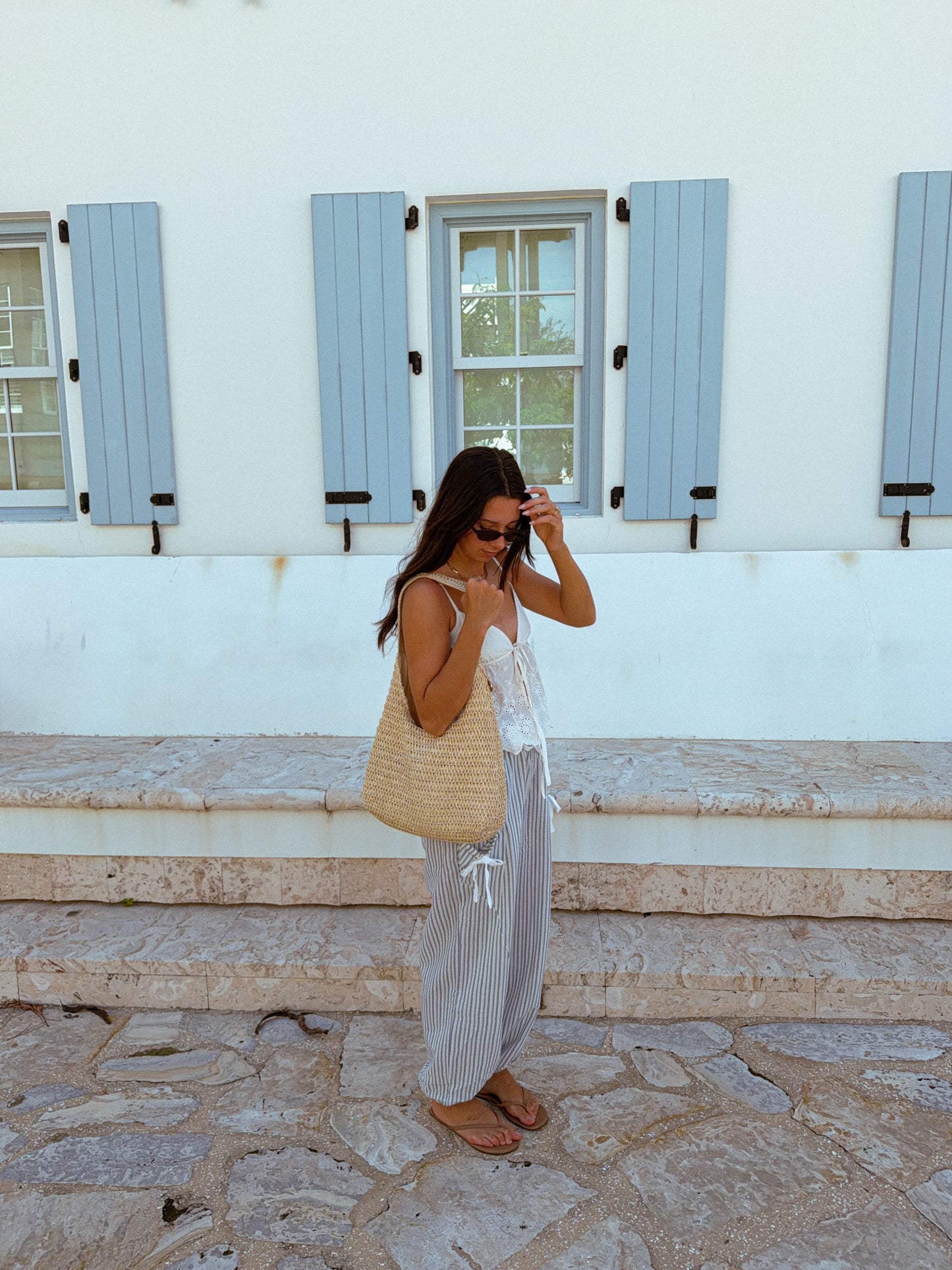 Coastal striped pants, Blue