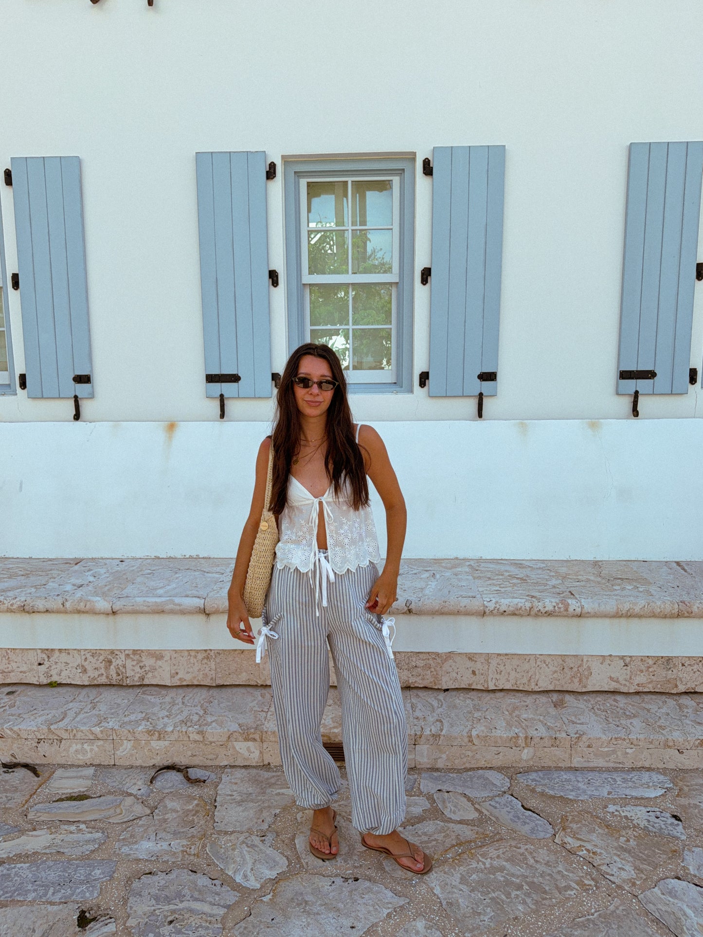Coastal striped pants, Blue