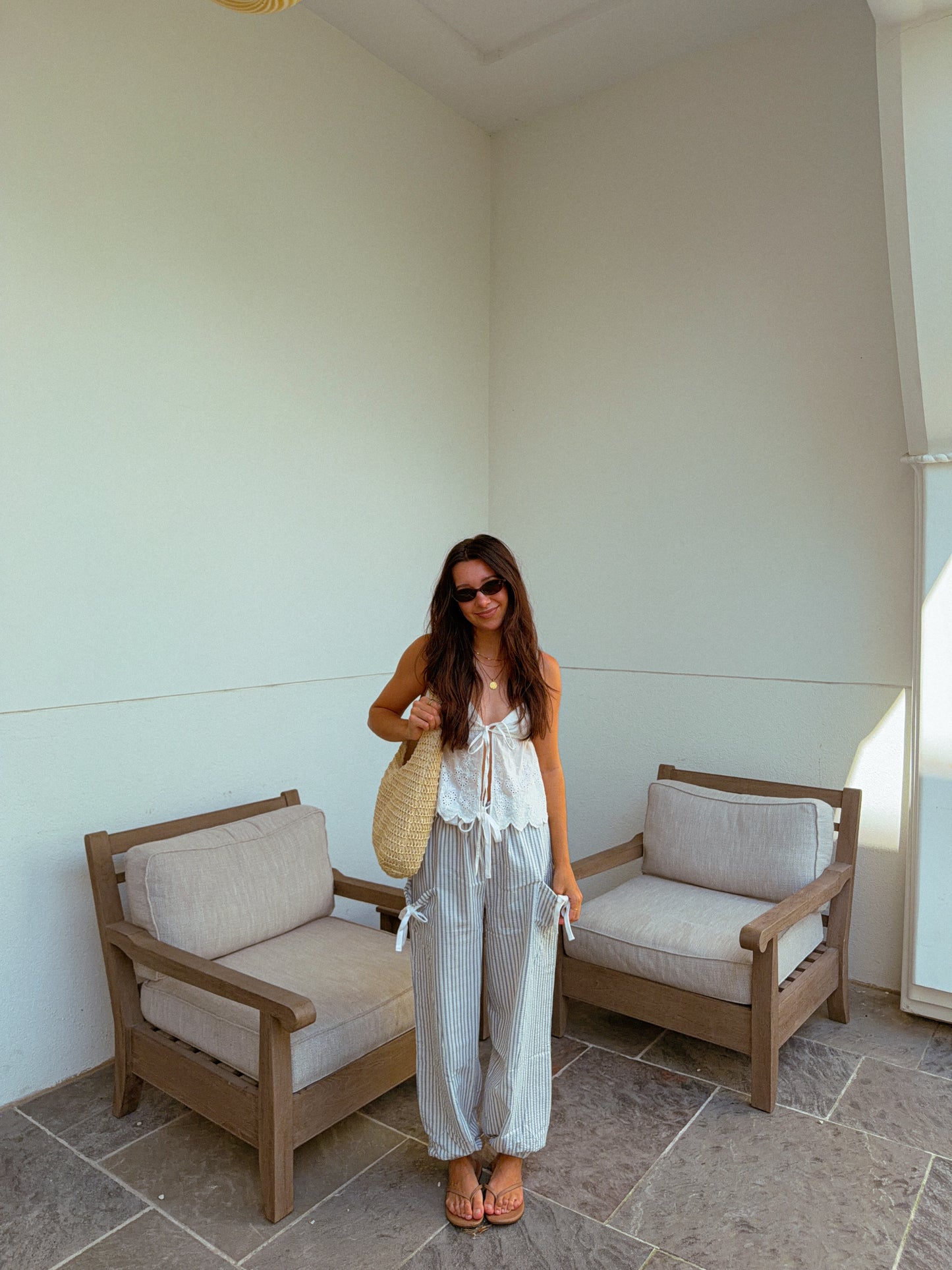 Coastal striped pants, Blue