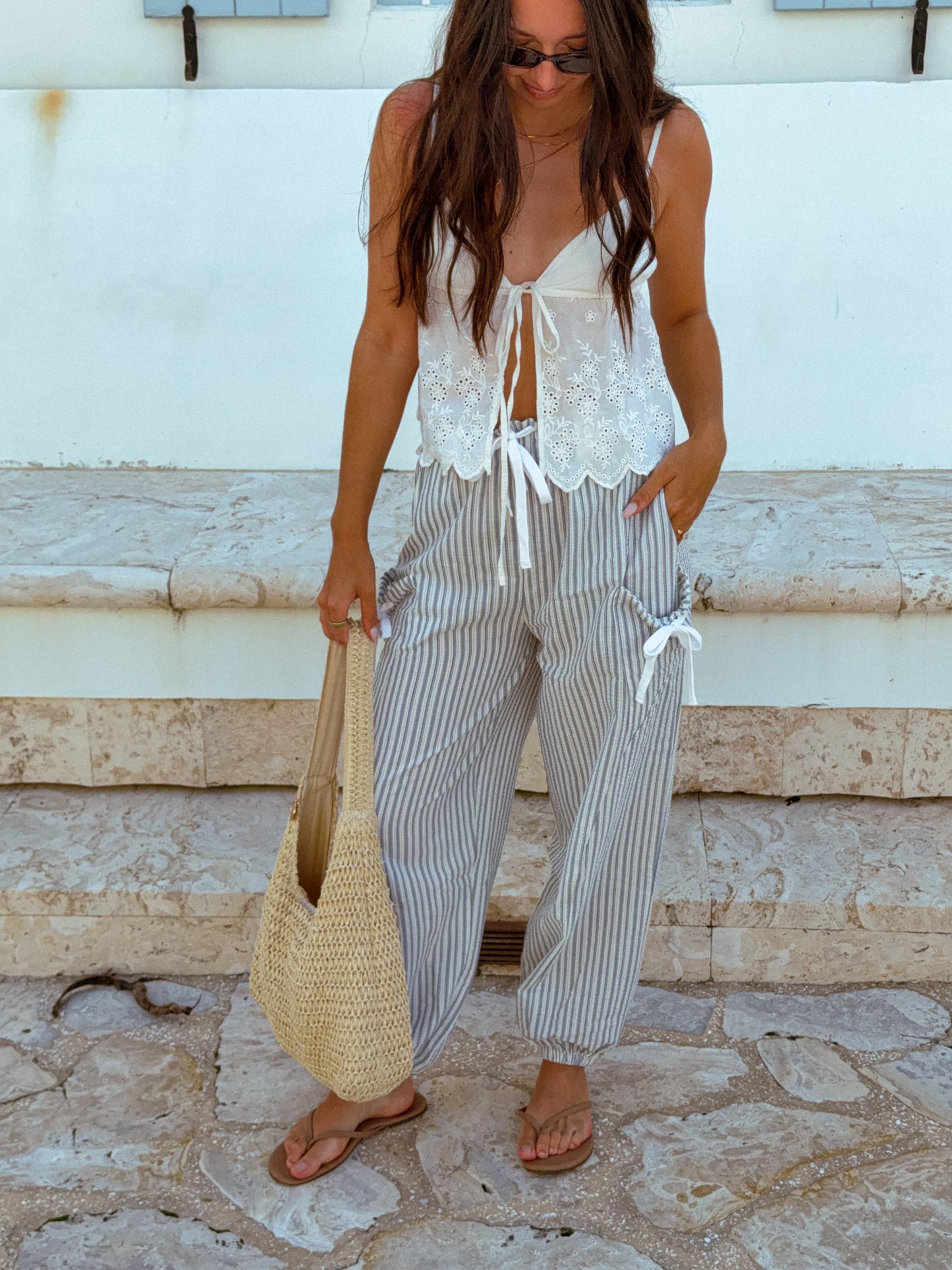 Coastal striped pants, Blue