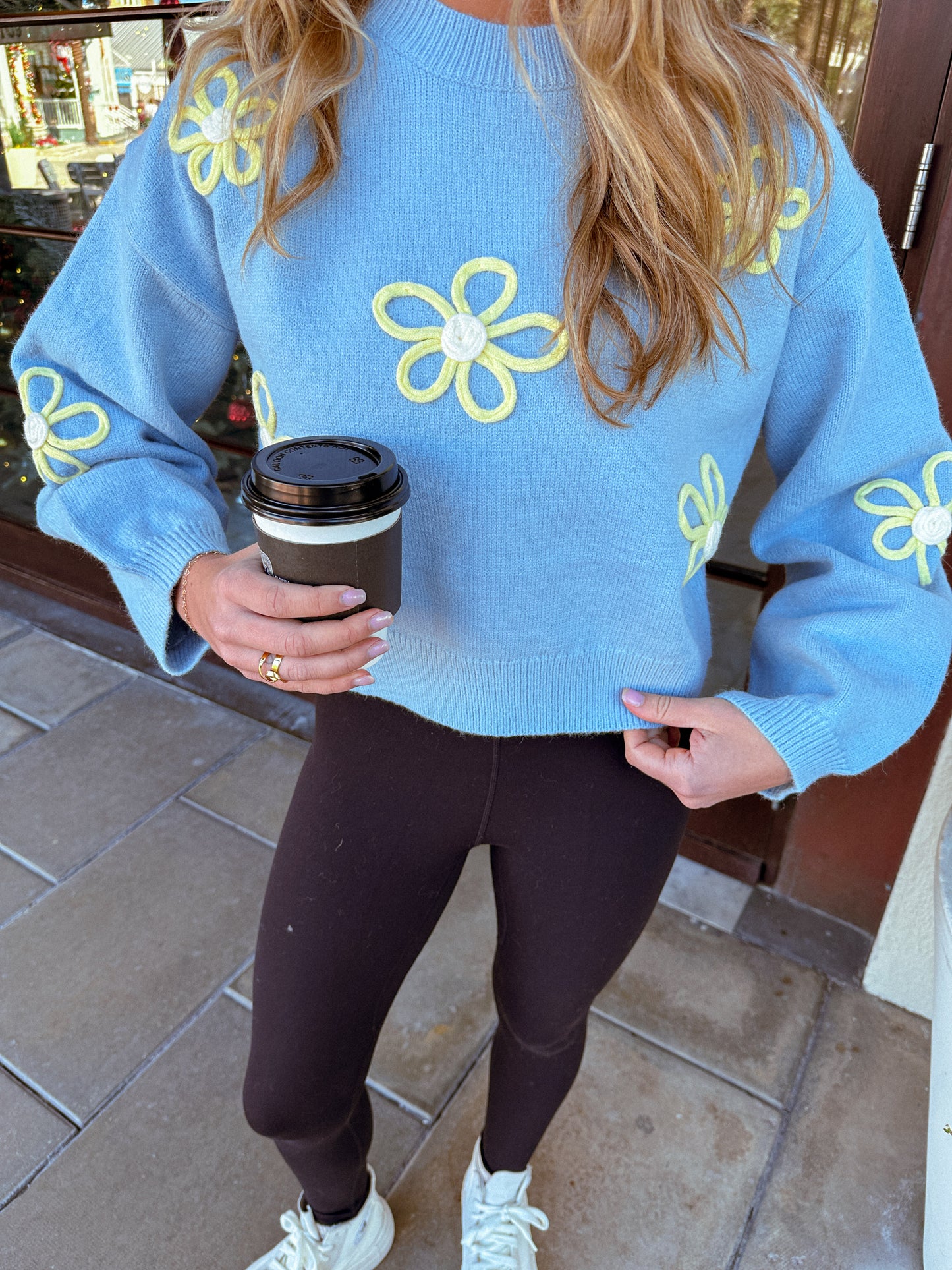 Floral Loving Sweater, Blue