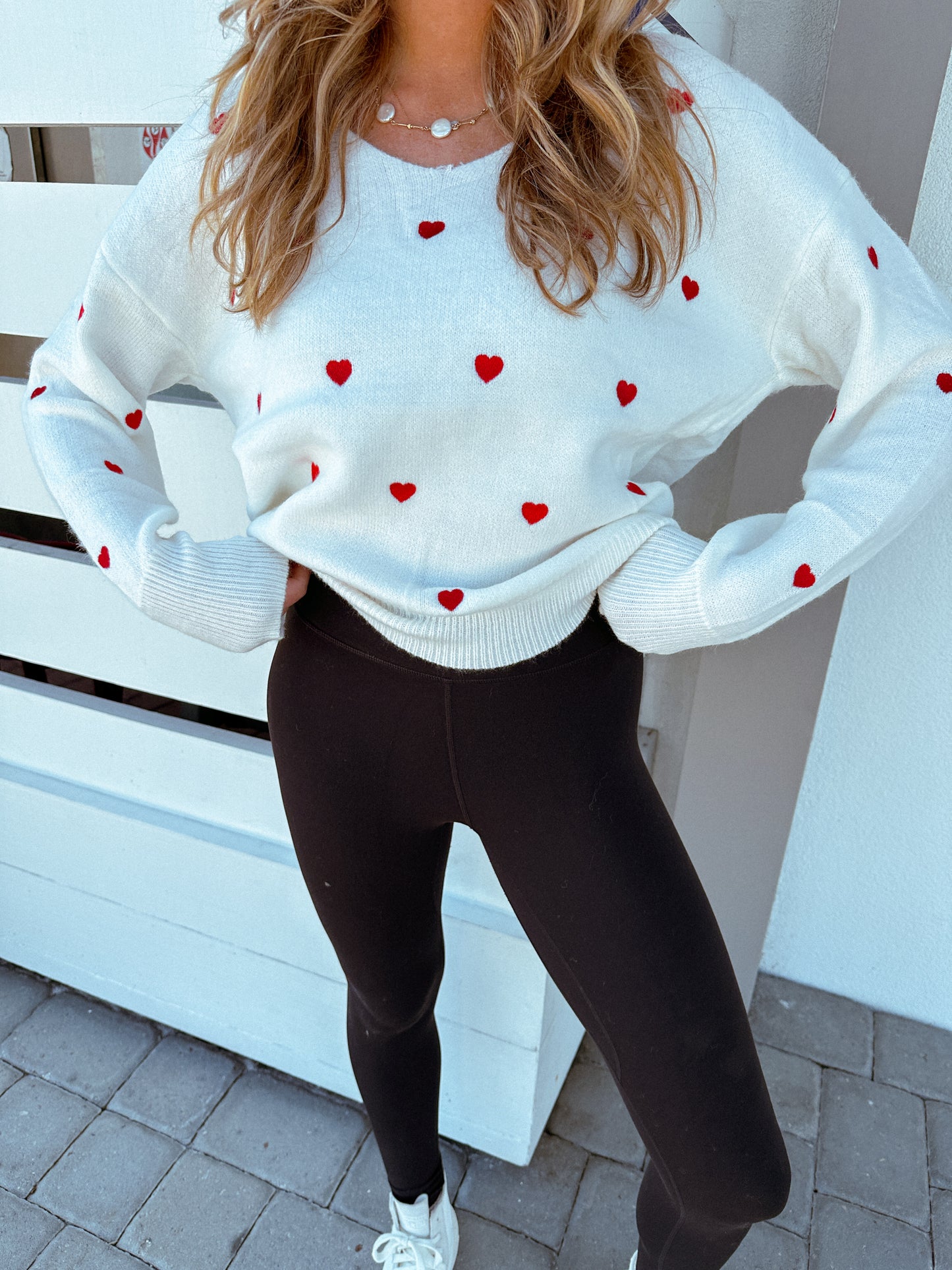 Heart on My Sleeve Sweater, White