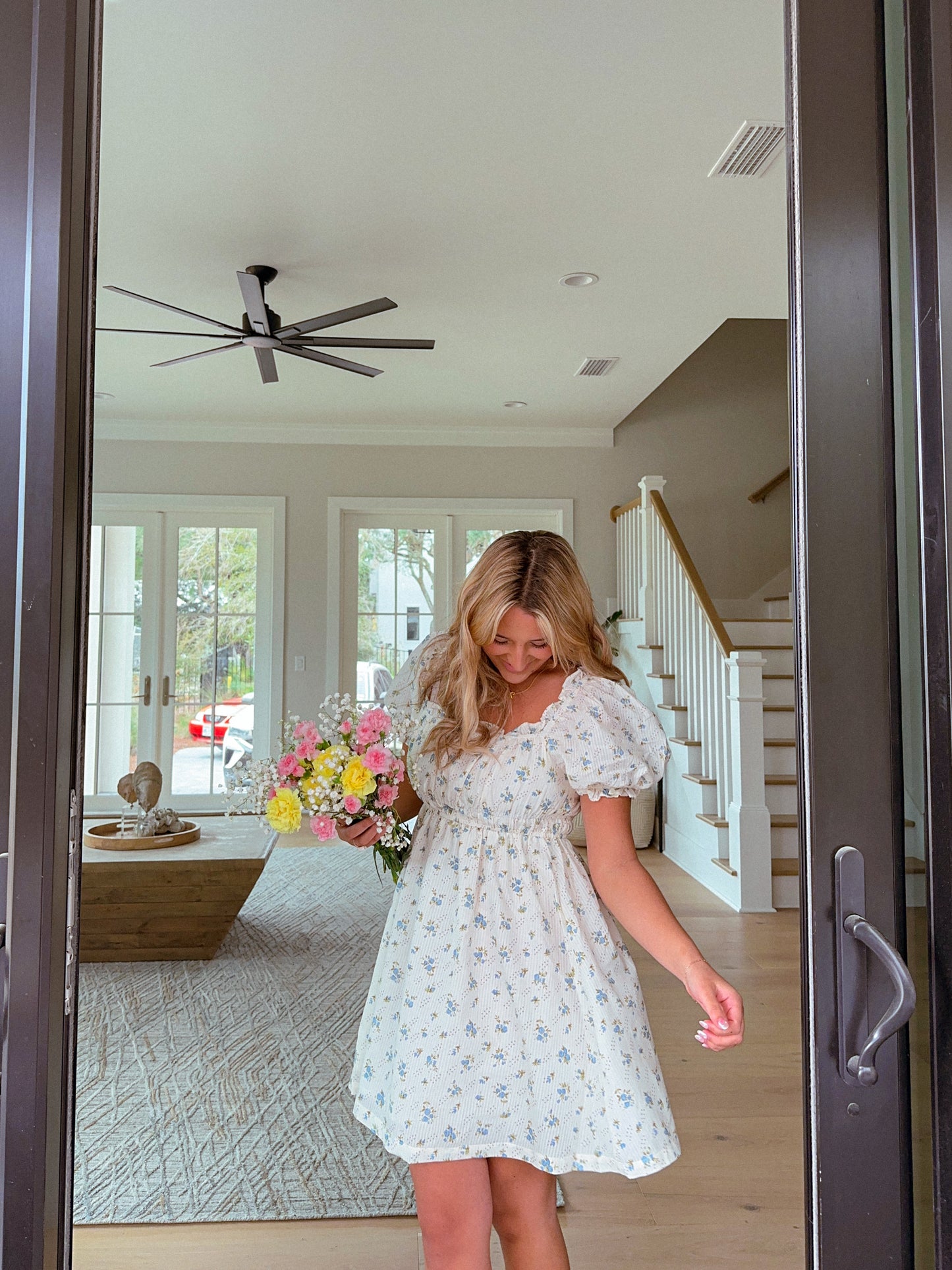 Flower Field Date Dress, Blue