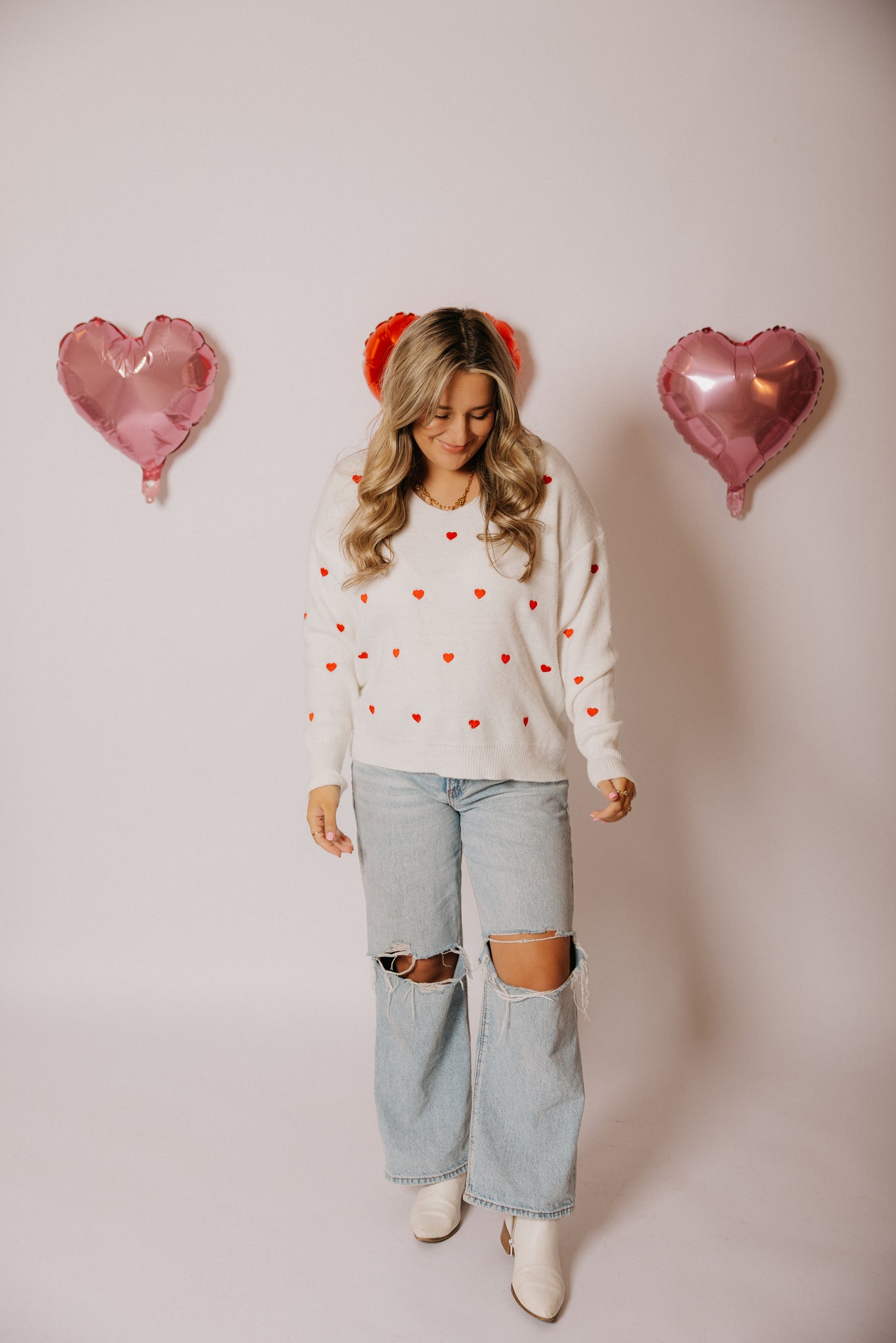 Heart on My Sleeve Sweater, White