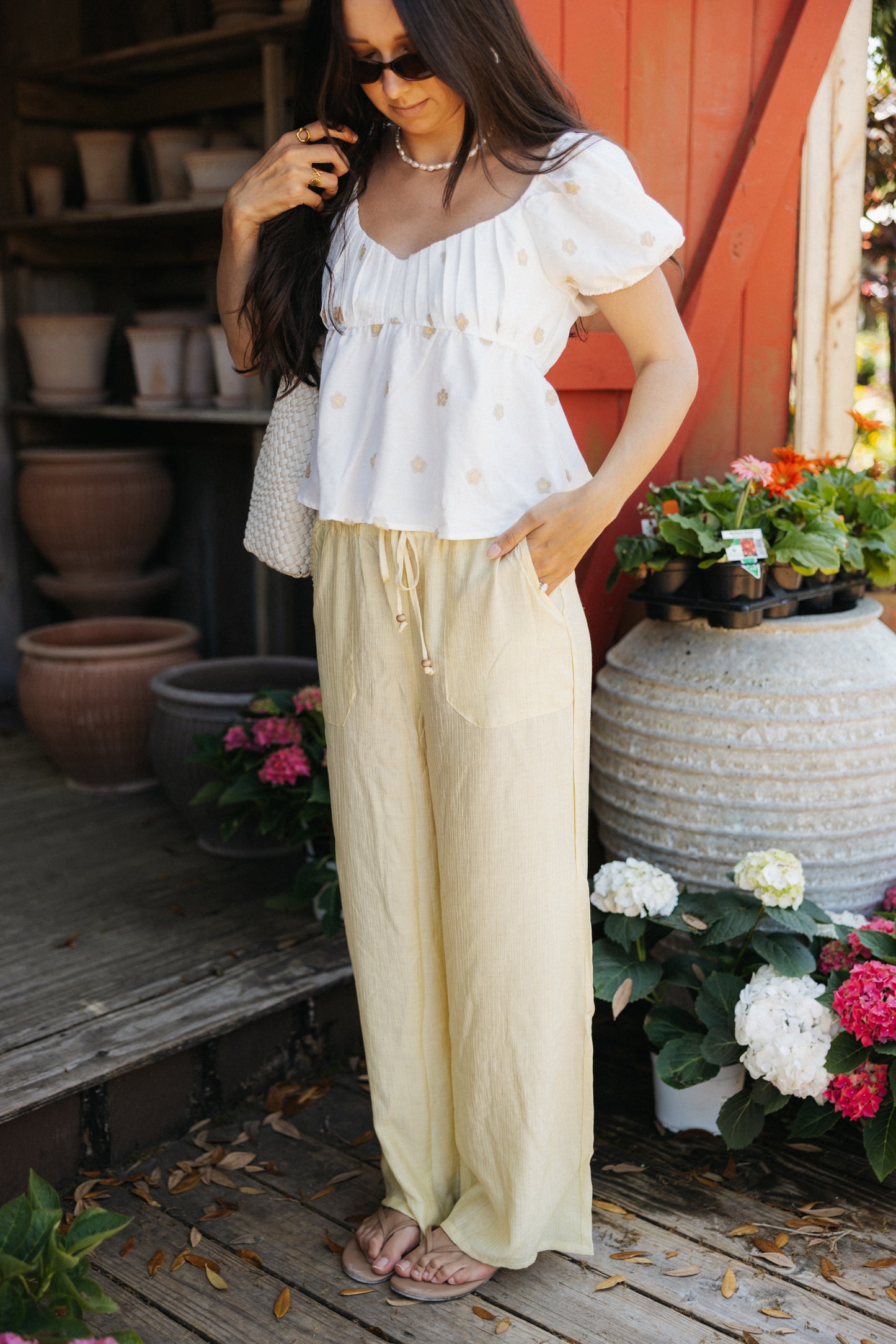 Lemon Wide Leg Pants, Butter Yellow