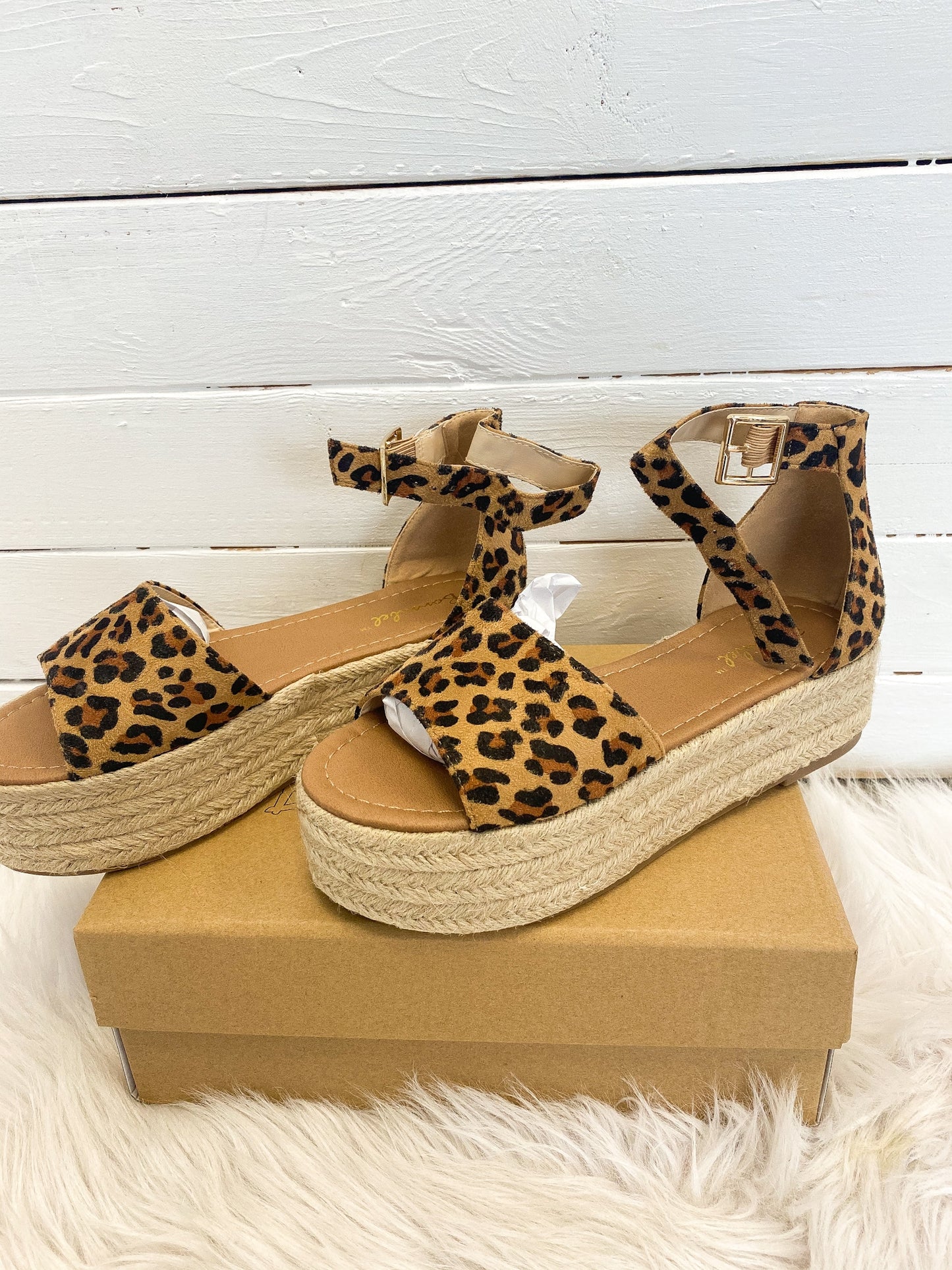 Leopard Espadrille Wedge Sandals