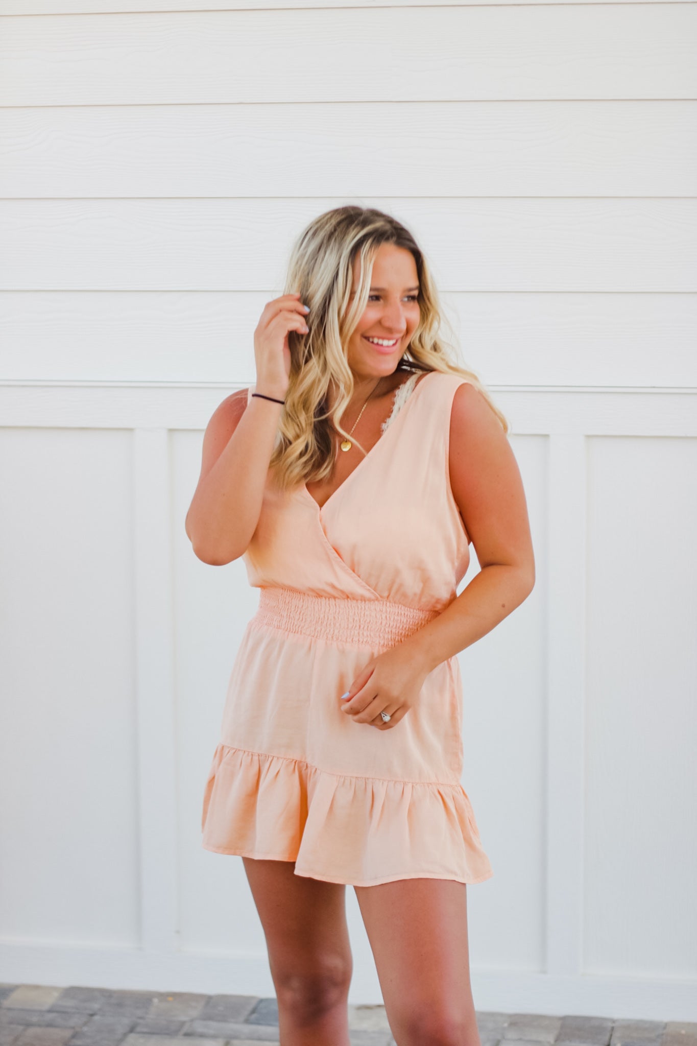 Sunset Drive Romper, Peach