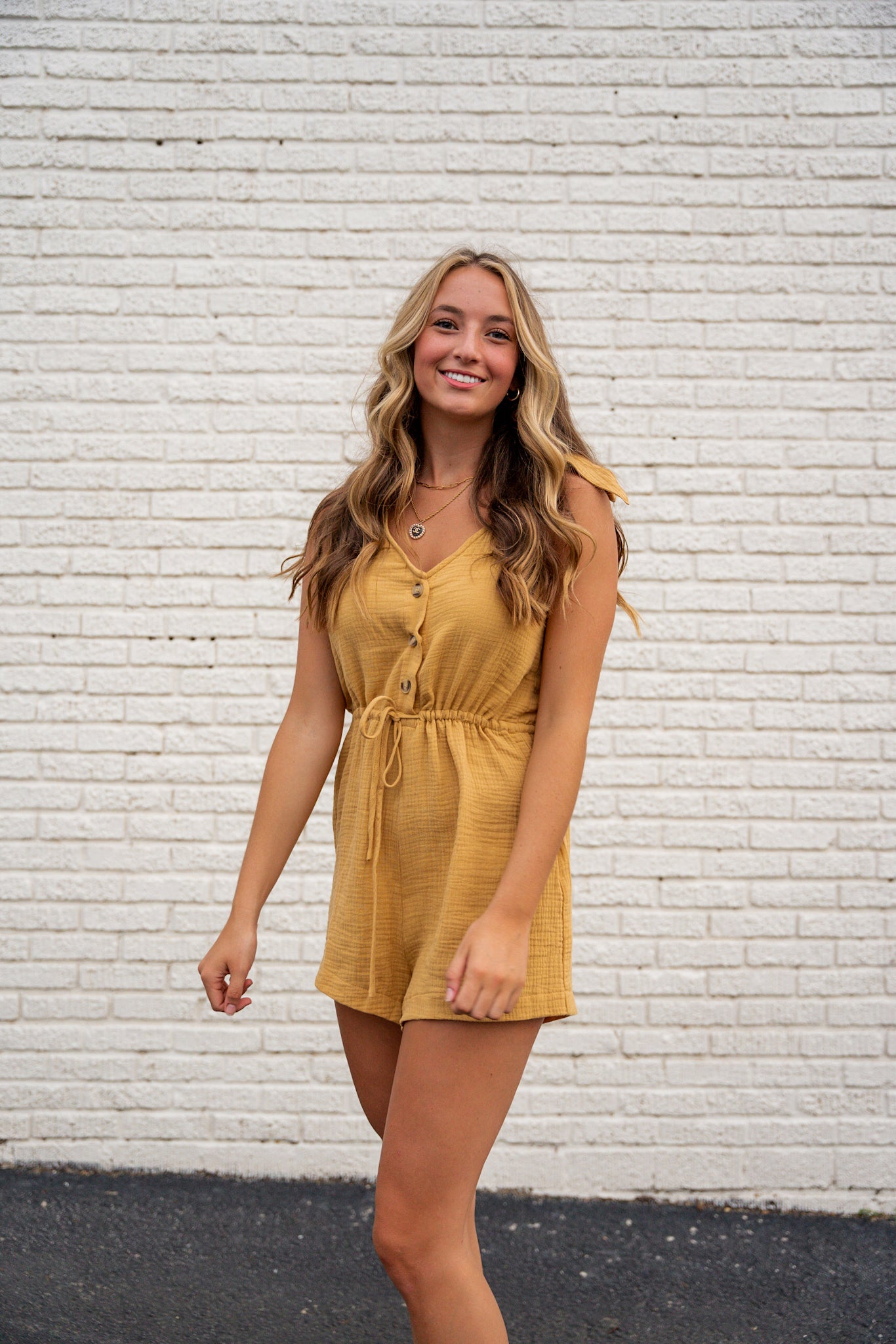 Keep You Close Romper, Mustard