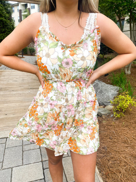 Love That Blooms Romper, Pink Mix
