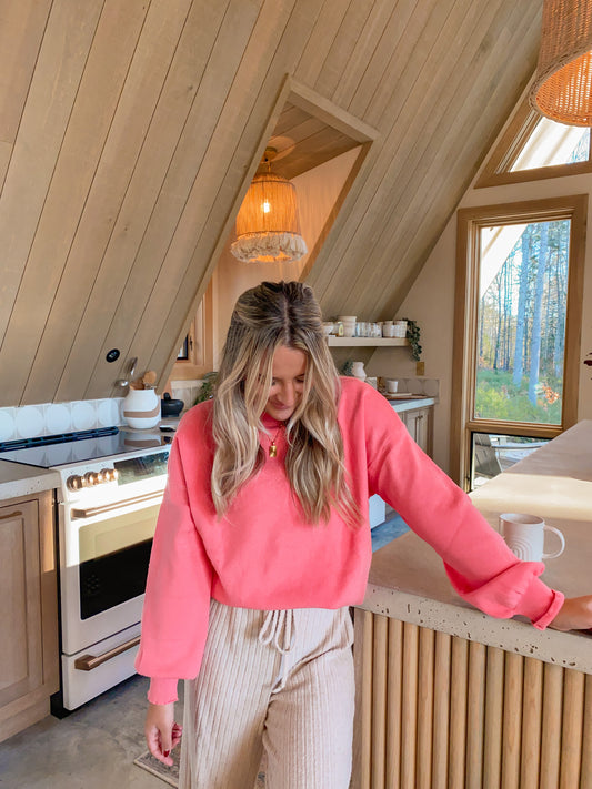 Pink Winter Sweater, Coral
